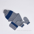 Winter knitted hat scarf gloves set for baby